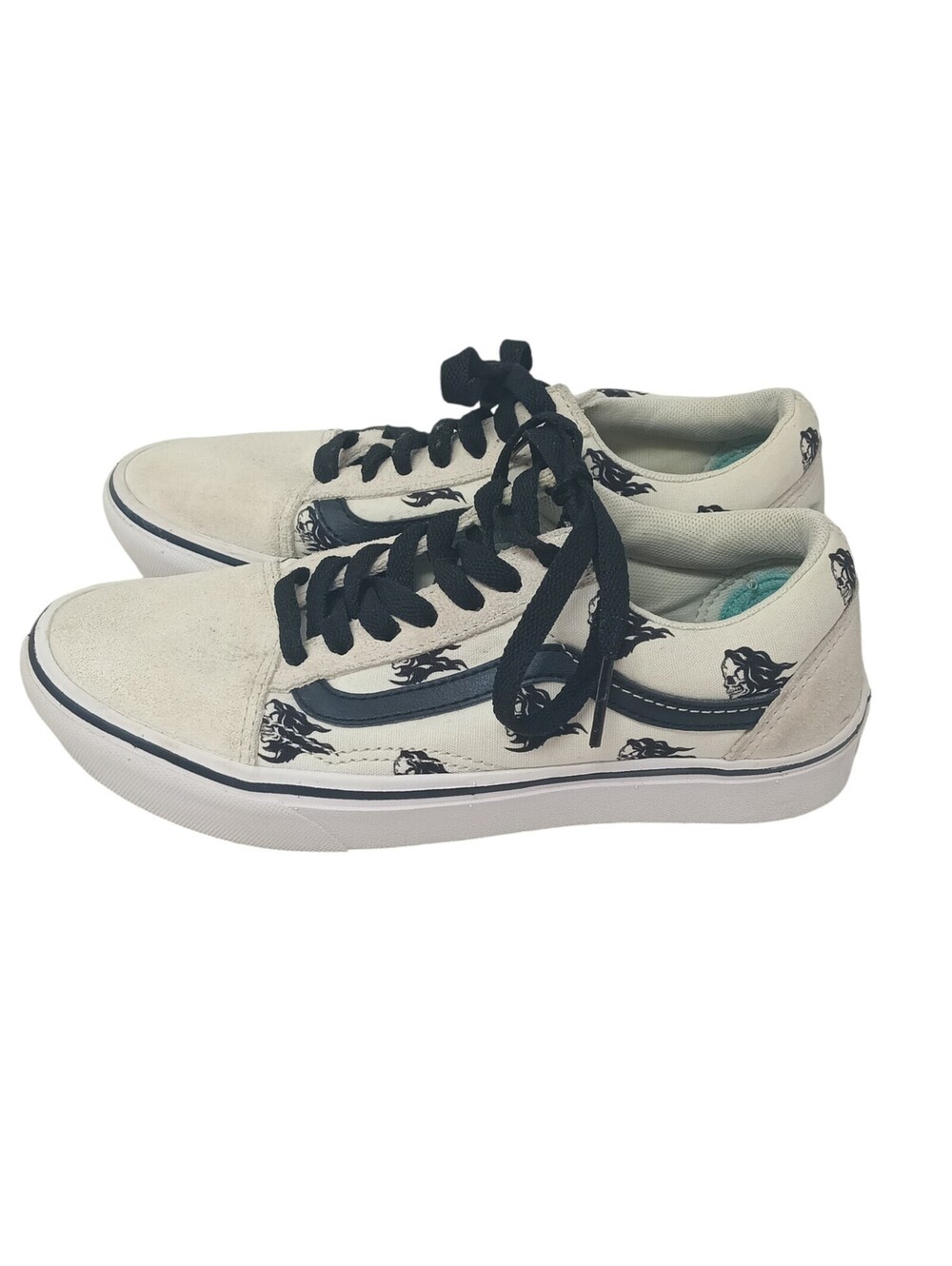 Vans Old Skool Comfy Cush Shoes Men’s 4.5 Women's 6 Off White With Black Skulls